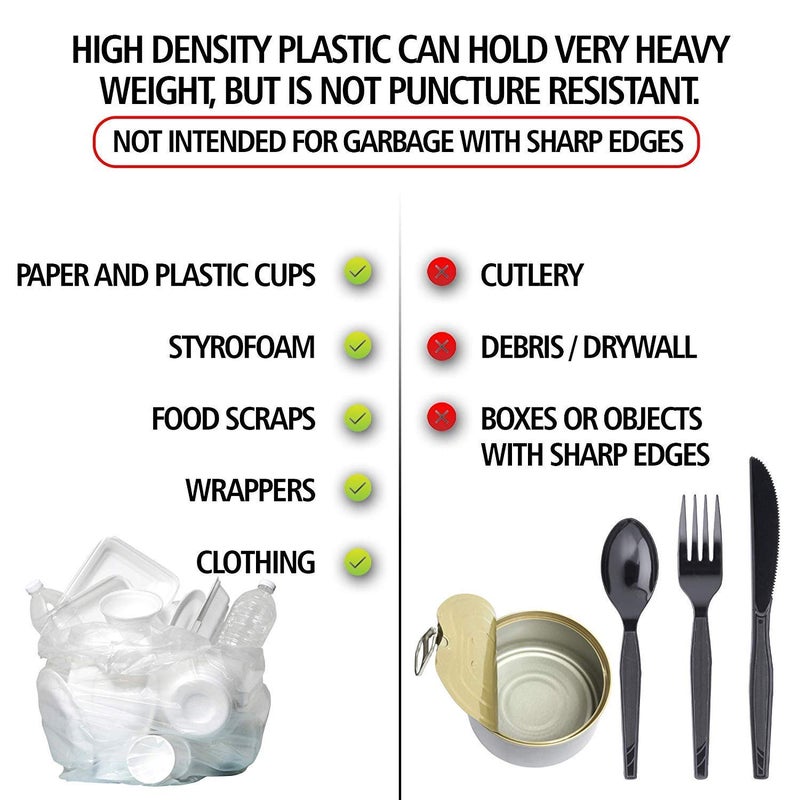 Aluf Plastics أكياس قمامة ألُوف بلاستيك سعة 10 جالون - (عبوة تجارية 1000) - سلسلة تقليل المصدر قيمة كثافة عالية 6 ميكرون - مخصصة للمنزل، المكتب، الحمام، الورق، ستيروفوم - Image 5